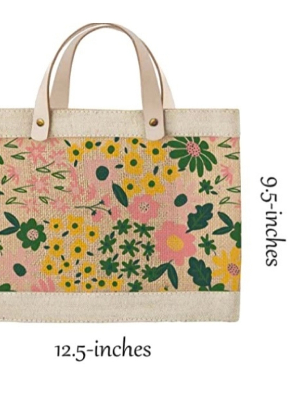 Slant Collections Jute Floral Market Tote - Picture 3 of 7